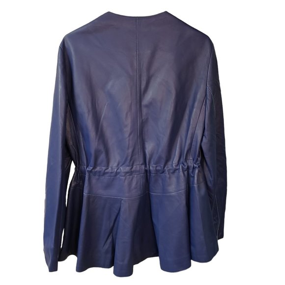 Akris Punto Lambskin Jacket Size 12 Blue - Picture 2 of 12
